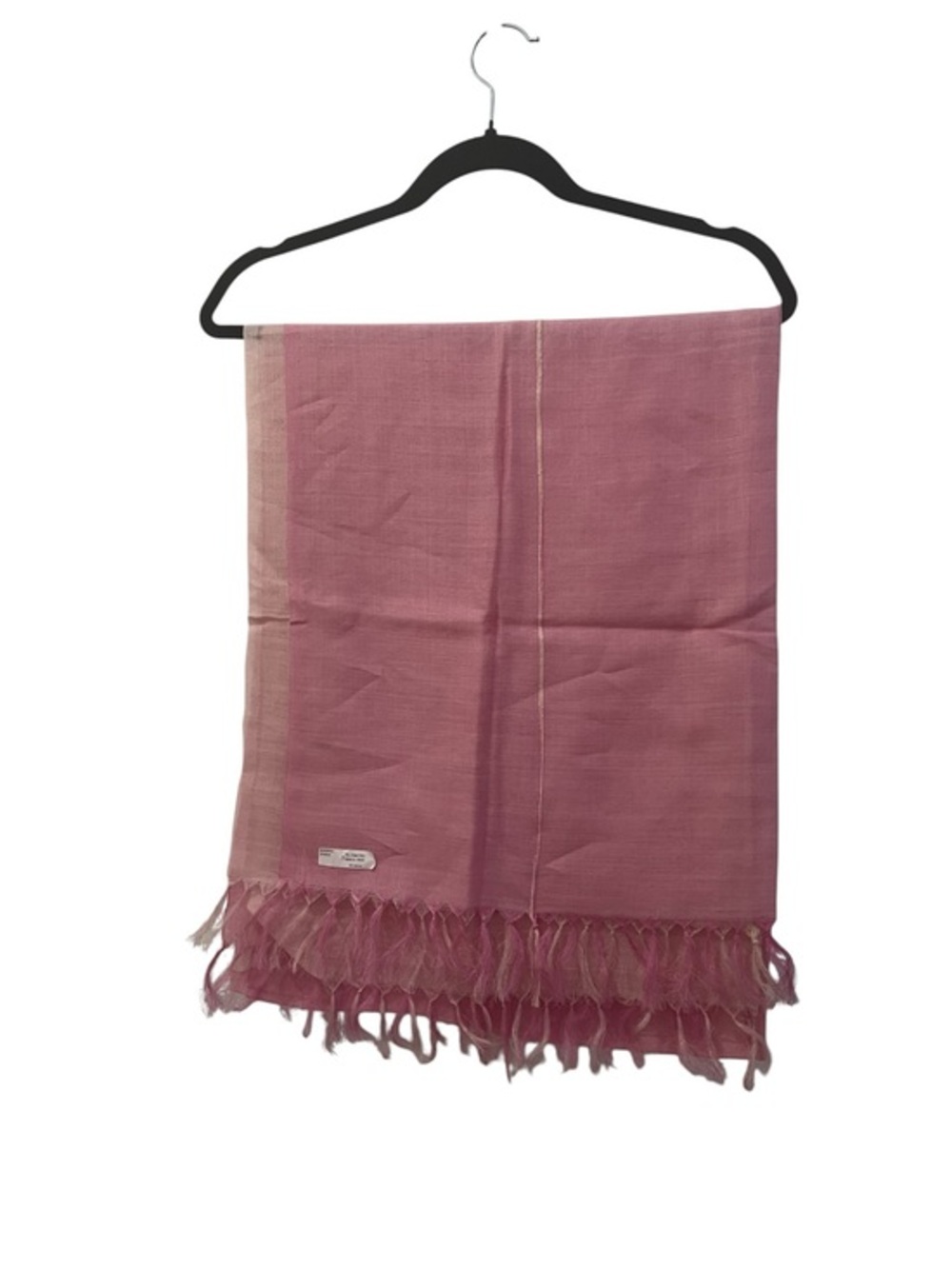 NEW Indian Lightweight Wool Silk Blend Pink Woven Fringed Scarf Dupatta
